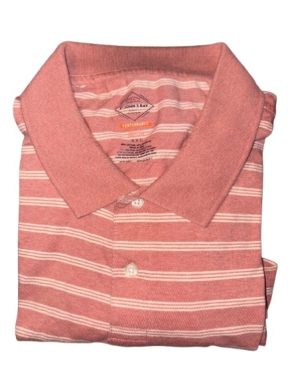 St. John's Bay muted red Striped Men’s Polo Shirt size XXL